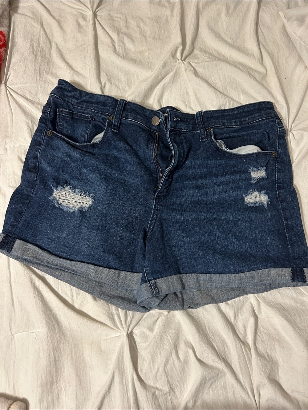 Universal Thread Dark Blue Distressed Cuffed Jean Shorts